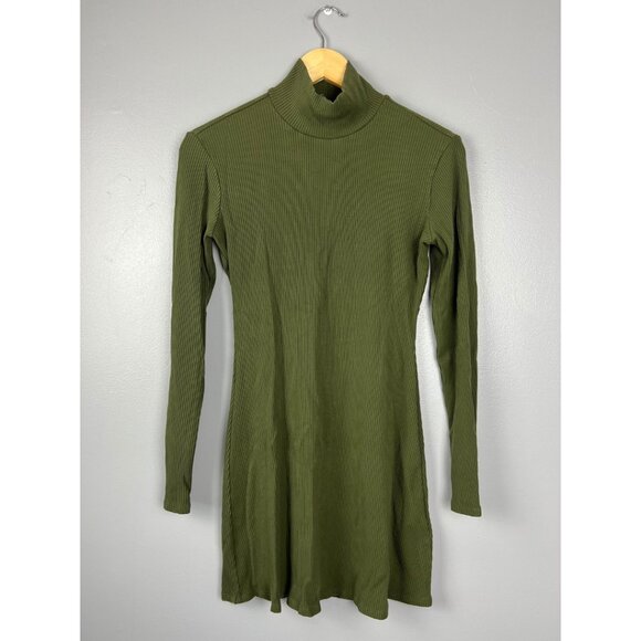 Reformation Ribbed Roberts Mini Dress Olive Green | Size Medium - Picture 1 of 6
